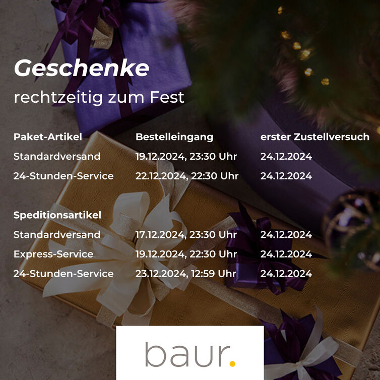 Weihnachtsgeschenke liefert der Online-Händler BAUR rechtzeitig zum Fest